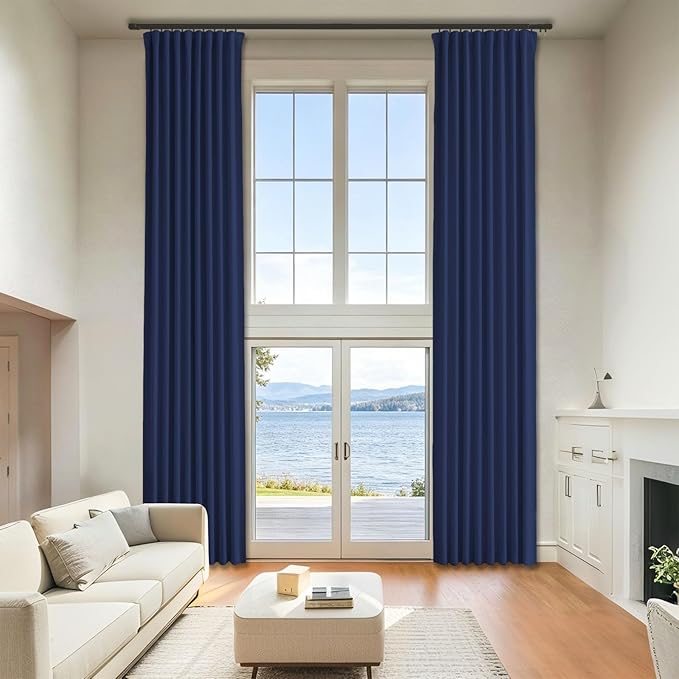 Navy Room Darkening Curtains 96 Inches Long by Grichril