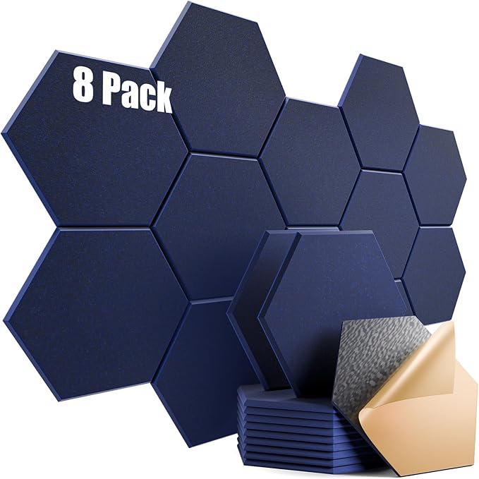 8 Pack Self-Adhesive Acoustic Panels 12" X 10" X 0.4" by Dailycooper