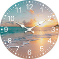 Sea Beach Blue Sky Sand 14 Inch Wooden Wall Clock by EZXZZ