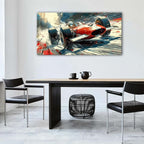 Vintage Formula Race Car Wall Art Abstract Racing Car Canvas Painting Retro - Image 4