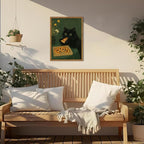 Funny Black Cat Wall Art Whimsical Black Cat Eating Pizza Wall Decor Cute - Image 5