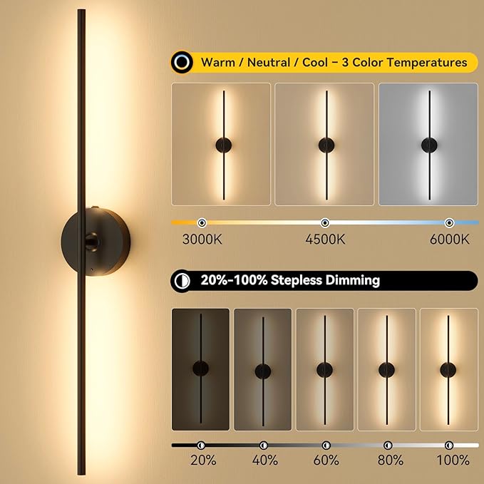 Ouyulong Battery Operated Wall Sconces Set of 2, 8000mAh Wireless Rechargeable - Image 2