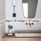 Floral Rose Wallpaper Border 196x4 Inch Peel and Stick Wall Border Pink Blue - Image 3