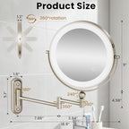 9" Wall Mounted LED Lighted Makeup Vanity Mirror - 4000mAh Rechargeable Double - Image 2