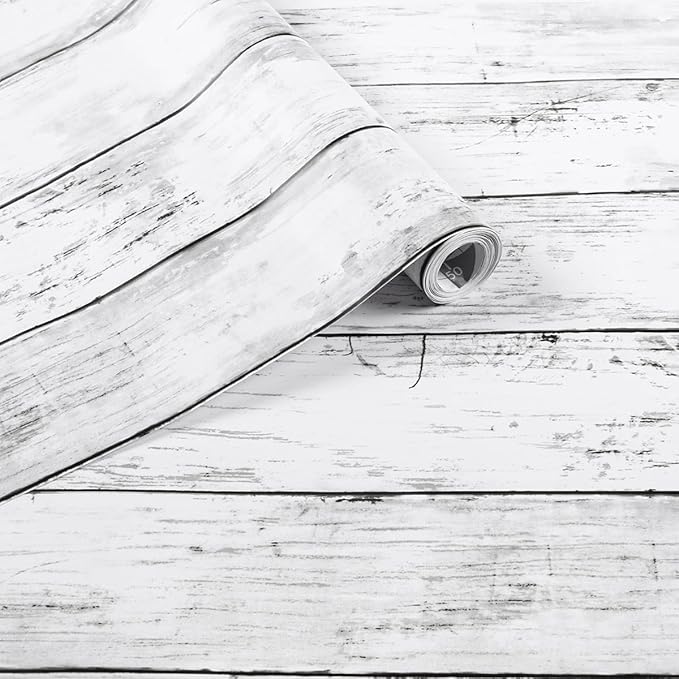 Arthome 11 x 100 inches White Gray, Peel and Stick Wallpaper, Wood Contact Paper by ArthomeWALLDECOR