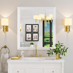 Amorho Bathroom Mirror, 36x32 Inch White Framed Bathroom Mirrors - Image 8