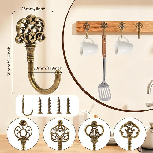 10 PCS Vintage Metal Wall Hooks, Bohemian Decorative Hook - Image 2