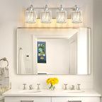 4 Lights Brushed Nickel Vanity Light Crystal Wall Light Bathroom Light Fixtures - Image 2