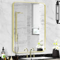 Gold Framed Bathroom Mirror, Brushed Gold Bathroom Vanity Wall Mirror, Rounded by Minuover