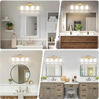 FonmYim Gold Bathroom Light Fixtures, 4-Light Modern Vanity Light Over Mirror - Image 3