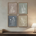 Boho Framed Botanical Wall Art for Bathroom Decor, 4 Piece Rustic Floral Canvas - Image 3