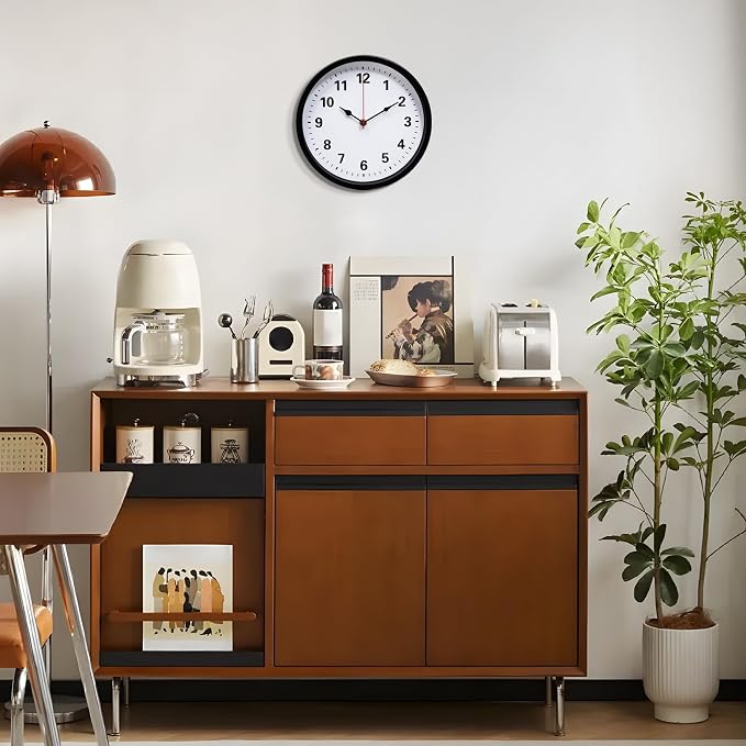 LEIKE Metal Wall Clock 10IN Black, Retro Silent Quartz Battery Operated - Image 5
