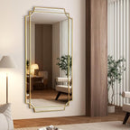HQiJun Gold Full Length Mirror for Wall, Polished Bevelled Rectangle Mirror - Image 3