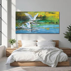 Anolyfi Swan Wall Art for Living Room, Goose Painting Large Animals Artwork - Image 7