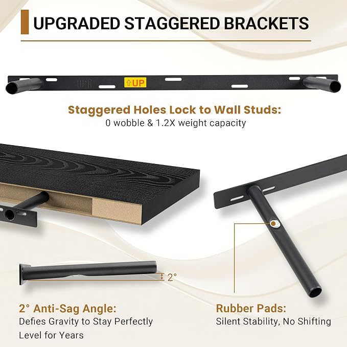 Vivelove 2 inch Thick Floating Shelves - Image 5