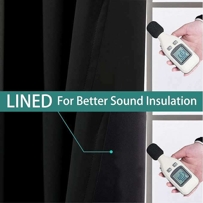 Yakamok 100% Blackout Thermal Insulated Sliding Door Curtains, Noise Reducing - Image 5
