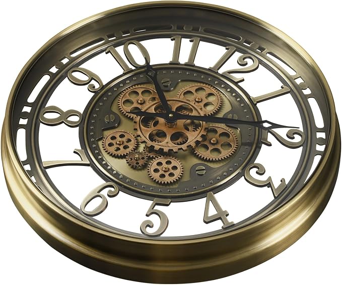 CLXEAST 21 Inch Industrial Moving Gears Wall Clock, Modern Farmhouse Arabic - Image 4