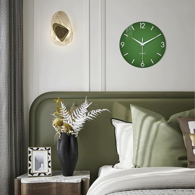 XFM Large Green Wall Clock 24 Inch Simple Wall Clock s Battery Operated Modern - Image 4