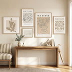 Large Framed Matisse Wall Art Set of 5, Neutral Beige Abstract Geometric - Image 4