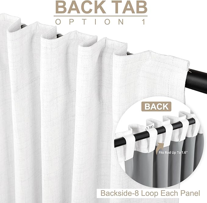 100% Blackout Shield White Linen Blackout Curtains - Image 3