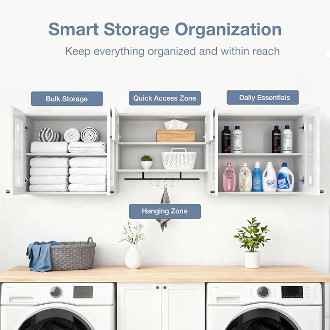 70.8"L Wall Mounted Laundry Room Cabinet Set - Image 4