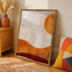 Framed Boho Sun and Moon Canvas Wall Art Set of 2, Vintage Western Desert - Image 3