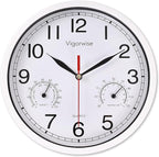8 Inch White Wall Clock, Sweep Silent Movement Accurate Clocks by Vigorwise