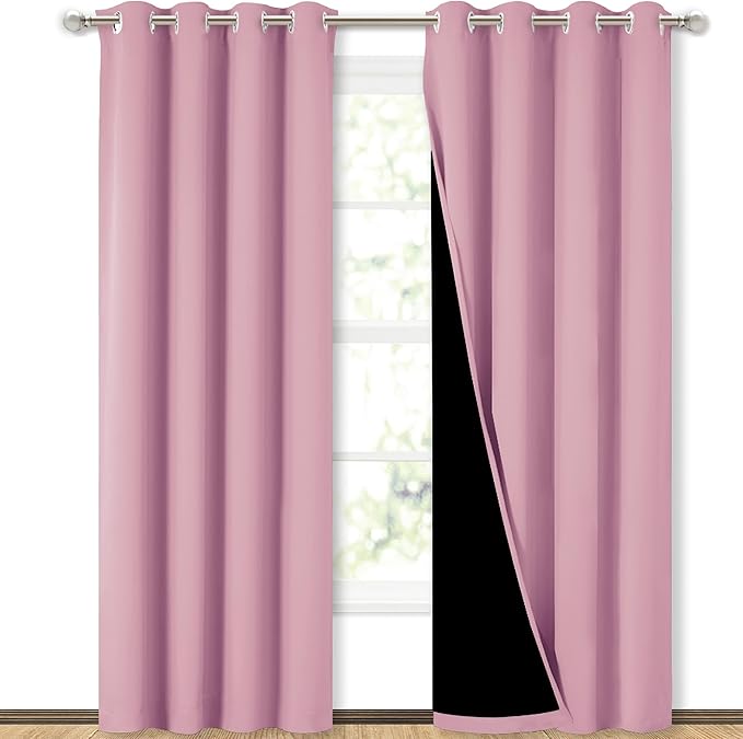 NICETOWN Crystal Pink Full Shade Curtain Panels, Pair of Energy Smart & Noise by NICETOWN