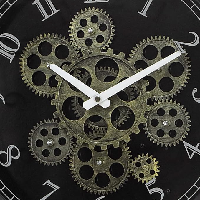 CLXEAST 15 Inch Real Moving Gear Wall Clock, Vintage Industrial Steampunk Metal - Image 8