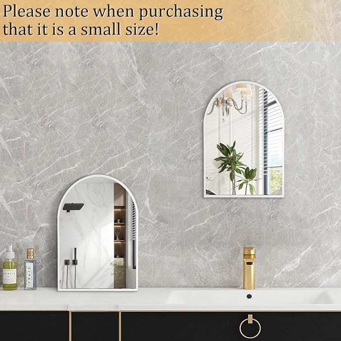 Arched Wall Mirror Bathroom Mirror Brushed Metal Vanity Wall Mounted Mirrors - Image 3