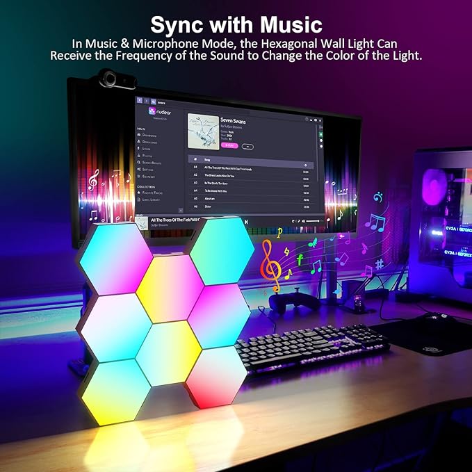 OJQ 8 Pack Hexagon Lights Wall RGB Panel - Image 4