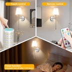 Vimhou Peel and Stick Wall Sconces, Stick On Wall Sconce Set of 2, Battery - Image 6
