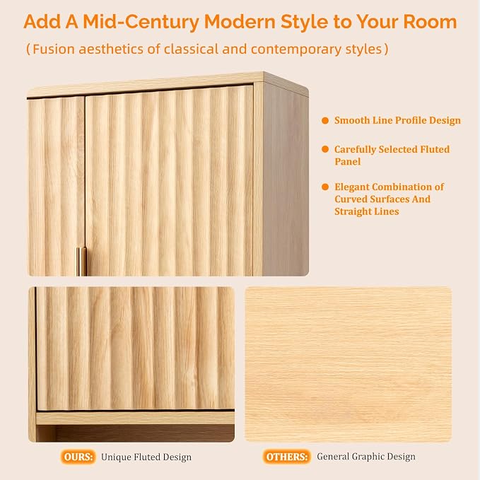 VINGLI Fluted Modern Medicine Cabinet, Bathroom Wall Cabinet Over Toilet Storage - Image 7