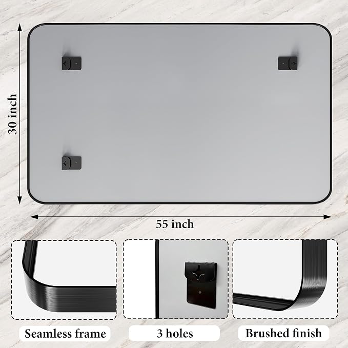 Black Metal Vanity Rounded Rectangle Bathroom Mirrors - Image 4