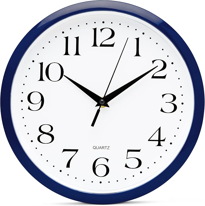 Bernhard Products Navy Wall Clock Silent Non Ticking by BernhardProducts