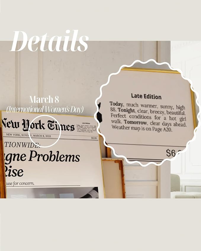 iHery Unframed Trendy NewsPaper Wall Art Prints, 12x16in Canvas Wall Art Prints - Image 3
