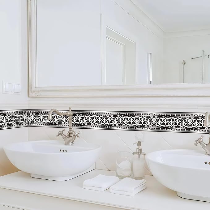 Wallpaper Border Trim Peel and Stick Vintage Black and White Boarders Self - Image 4