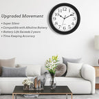 Foxtop 14 Inch Wall Clock Battery Operated Silent Non-Ticking Round Classic - Image 3