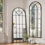 Dewfig 71"x32" Arched Window pane Full Length Mirror, Wall Mirror, Floor - Image 3