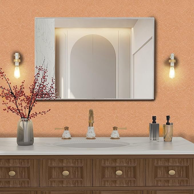 Abyssaly Cream Orange Wallpaper Peel and Stick Wallpaper 15.7in X 118in Silk - Image 6