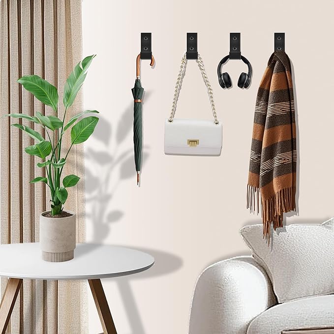 OHIYO 6 PCS Heavy Duty Folding Wall Hooks, Sturdy Black Wall Mounted Hooks - Image 8