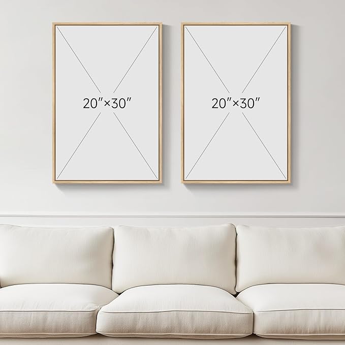 Large Framed Neutral Abstract Wall Art, 2 Piece Beige and Navy Blue Modern - Image 3