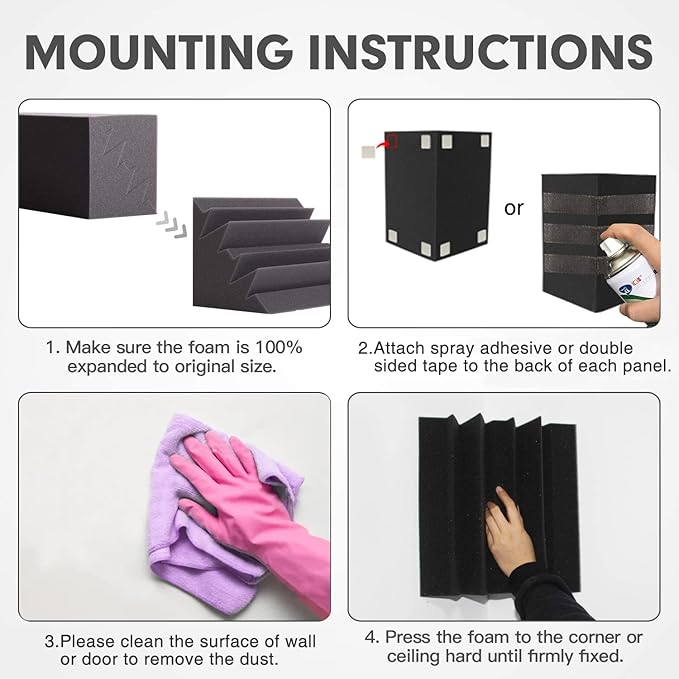 8 Pack - Bass Traps Acoustic Foam Corner, High Density and Fire-Proof Acoustic - Image 6