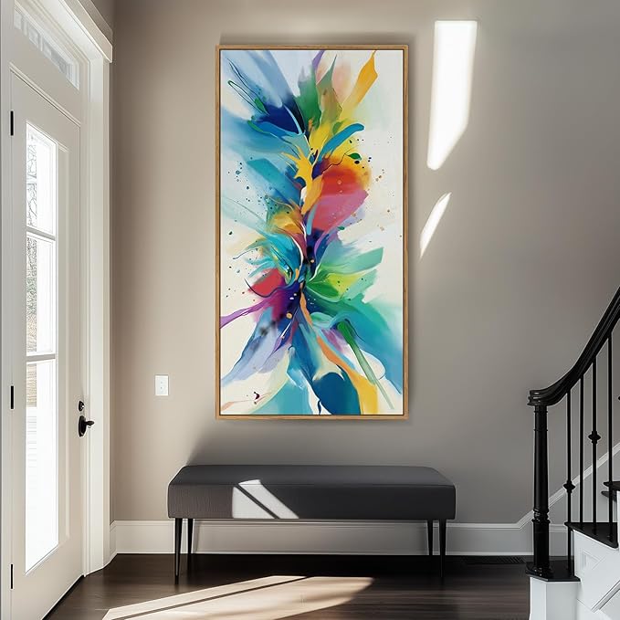 Large Framed Colorful Abstract Wall Art - Image 2