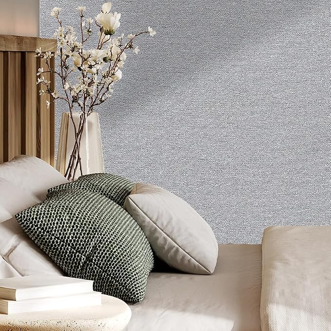 SHUFA Gray Cotton-Like Textured Grasscloth Wallpaper Matte Thick Real Woven - Image 7