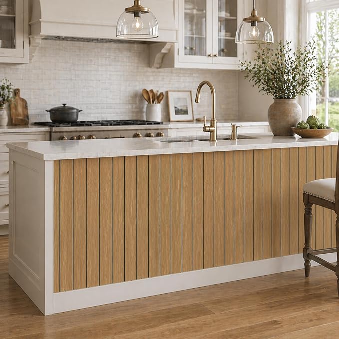 VEELIKE Honey Teak Wood Slat Wall Panels Peel and Stick 3D Wooden Panels Wall - Image 6