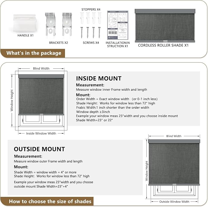 AOSKY Custom Linen Roller Blinds Shades - Image 6