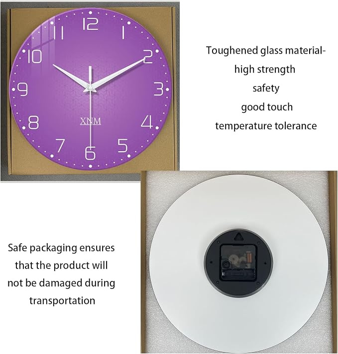 XNM Purple Wall Clock for Girls Bedroom Analog Simple Wall Clocks Battery - Image 6