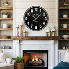 EMAX HOME Large Old Town Farmhouse Black Wall Clock 30 Inch Rustic Antique Wood - Image 4