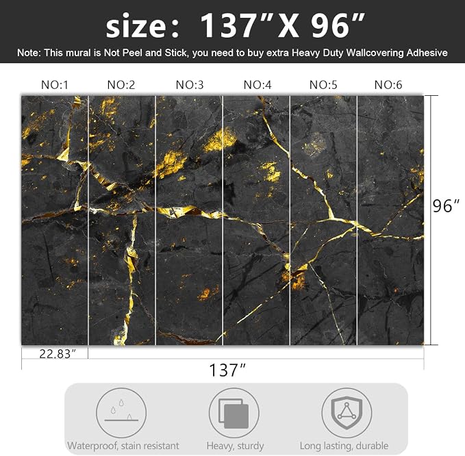 -Black and Gold Marbled Fabric Wallpaper Dark Abstraction Art Living Room - Image 4